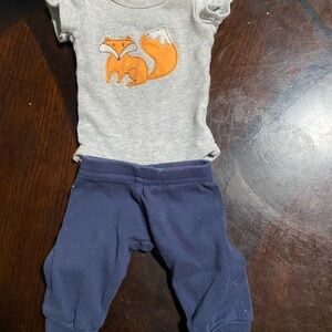 Gray and Navy Baby Outfit with Fox Design